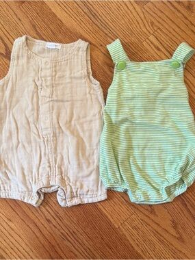 Two Baby Boy Rompers / Sun Suits — Angel Dear & Stitchy Fish